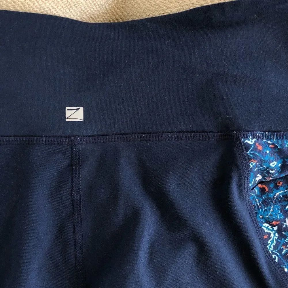 Z by Zobha Blue Leggings Print Panel Zippers S 4 6 - Picture 7 of 12